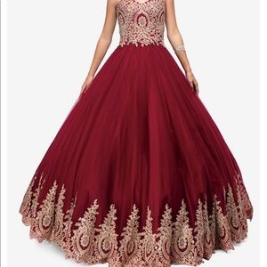 Red & gold princess style prom homecoming dress